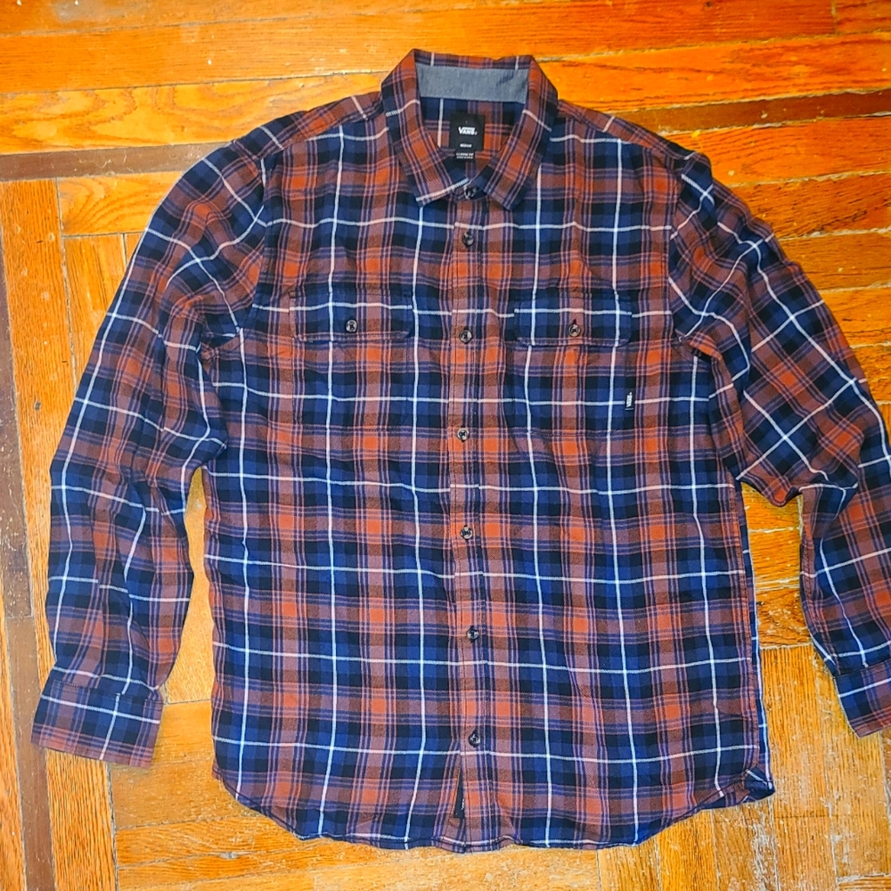 Men's long sleeve flannel shirt men medium button